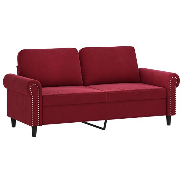 vidaXL 2-Sitzer-Sofa mit Kissen Weinrot 140 cm Samt