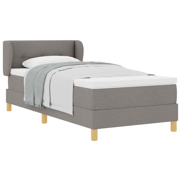 vidaXL Boxspringbett mit Matratze mit Kopfteil Taupe 90 x 190 cm Stoff