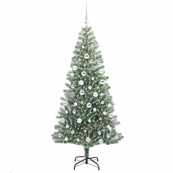 vidaXL Künstlicher Weihnachtsbaum beschneit mit LED Licht 180 cm
