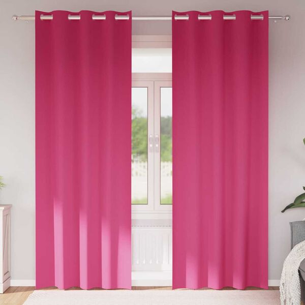 vidaXL Verdunkelungs-Vorh&auml;nge mit Ringen 2 pcs Helles Pink
