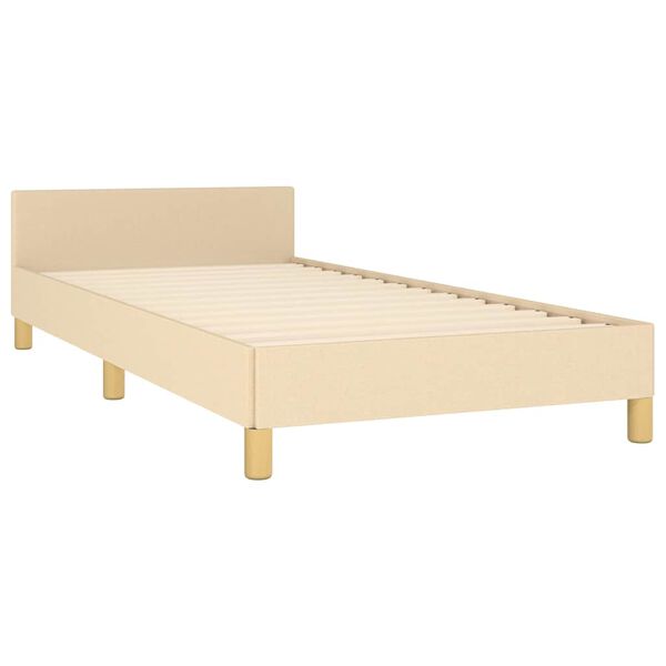 vidaXL Bettgestell mit Kopfteil ohne Matratze Creme 90x190 cm Stoff
