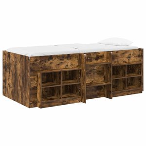 vidaXL Loft Bettgestell mit Schrank mit Regal 3 stk. Ger&auml;ucherte Eiche