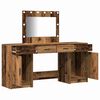 vidaXL Schminktisch mit Spiegelbeleuchtung 3 pcs Braun Holzwerkstoff