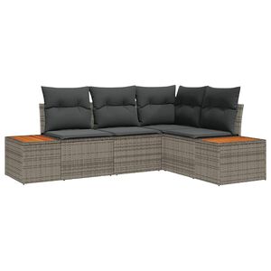vidaXL Gartensofa-set mit Kissen mit Speicher 4 pcs Grau Polyrattan