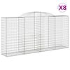 vidaXL Gabionen mit Hochbogen 8 Stk. 300x50x140/160cm Verzinktes Eisen