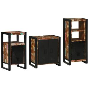 vidaXL Badezimmerm&ouml;bel-Set 3 stk. Mehrfarbig und Schwarz