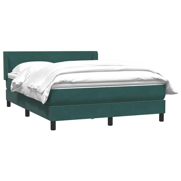 vidaXL Boxspringbett mit Matratze Dunkelgr&uuml;n 140x210 cm Samt