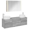 vidaXL Badezimmerm&ouml;bel-Set 4 pcs Grau Sonoma Ingenieurholz und Glas