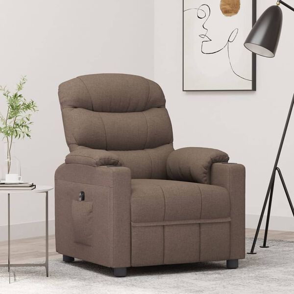 vidaXL Relaxsessel Elektrisch Taupe Stoff
