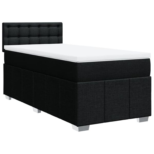 vidaXL Boxspringbett mit Matratze Schwarz 90x190 cm Stoff