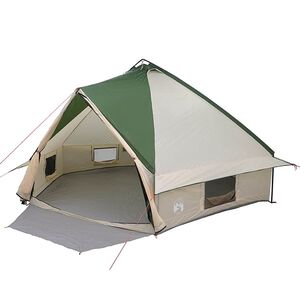 vidaXL Teepee Zelt f&uuml;r 10 Personen Gr&uuml;n und Wei&szlig; 567 x 470 x 242 cm