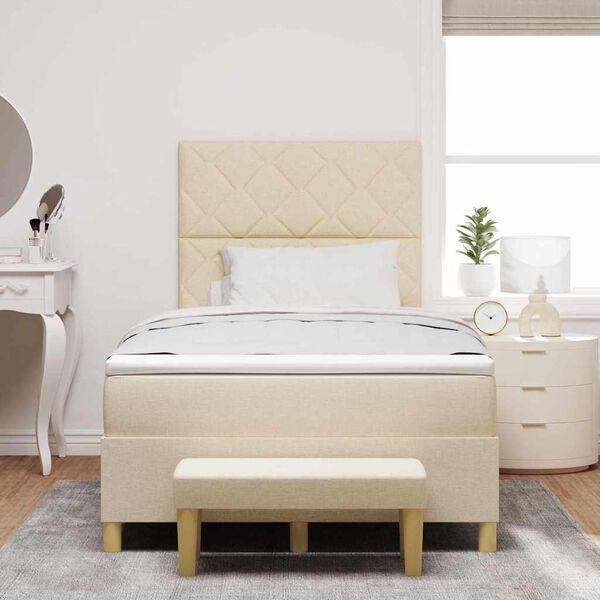 vidaXL Boxspringbett mit Matratze Creme 120 x 200 cm Stoff