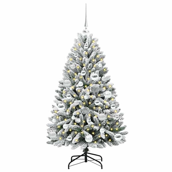 vidaXL K&uuml;nstlicher Weihnachtsbaum Gr&uuml;n und Wei&szlig; 120 cm PVC und Metall