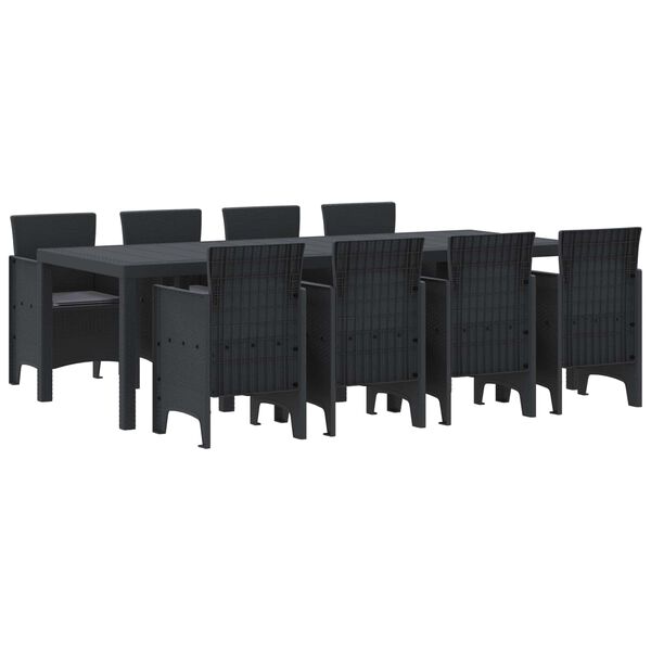 vidaXL Garten Essgruppe 9 pcs Anthrazit Polt Rattan