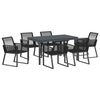 vidaXL Garten Essgruppe 7 pcs Schwarz Poly-Rattan