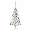 vidaXL K&uuml;nstlicher Weihnachtsbaum Beleuchtung & Kugeln Silber 150 cm
