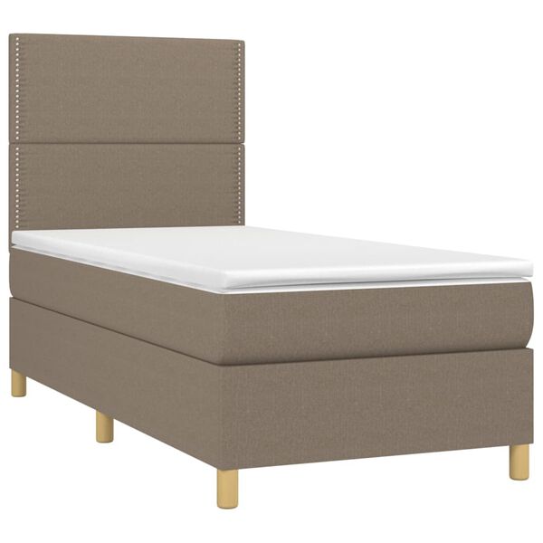 vidaXL Boxspringbett mit Matratze & LED Taupe 90x190 cm Stoff