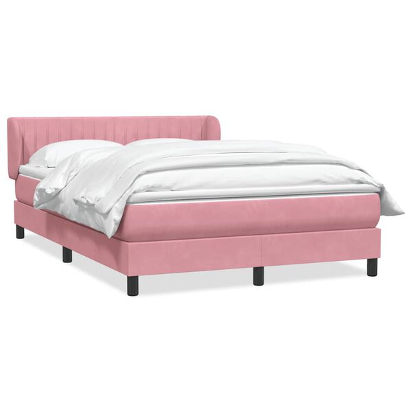 vidaXL Boxspringbett mit Matratze Rosa 140x220 cm Samt