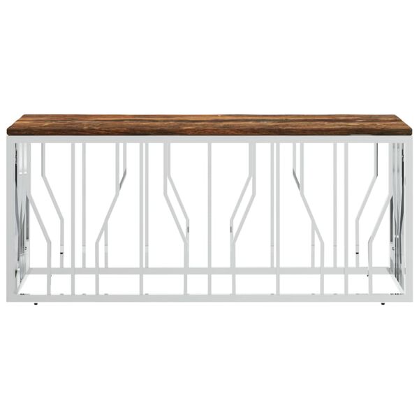 vidaXL Couchtisch Edelstahl und Massives Altholz