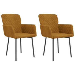 vidaXL Esszimmerst&uuml;hle 2 Stk. Braun Samt
