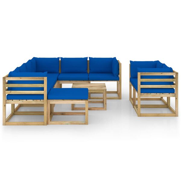vidaXL 10-tlg. Garten-Lounge-Set mit Kissen Impr&auml;gniertes Kiefernholz
