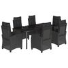 vidaXL 7-tlg. Garten-Essgruppe mit Kissen Schwarz Poly Rattan