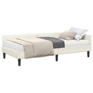 vidaXL Eckbettgestell mit Matratze 2 stk. Creme 80 x 200 cm Samt