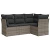 vidaXL 4-tlg. Garten-Sofagarnitur mit Kissen Grau Poly Rattan