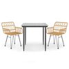 vidaXL 3-tlg. Garten-Essgruppe Poly Rattan