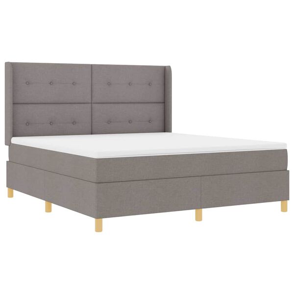 vidaXL Boxspringbett mit Matratze Taupe 180 x 200 cm Stoff
