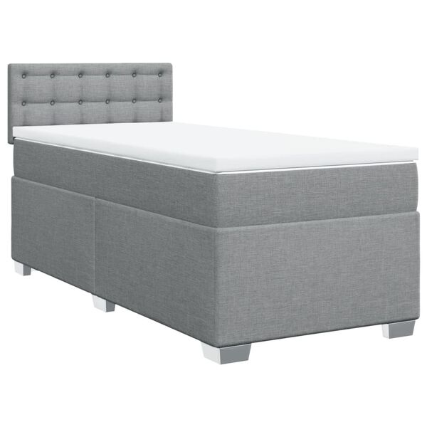 vidaXL Boxspringbett mit Matratze Hellgrau 90x190 cm Stoff