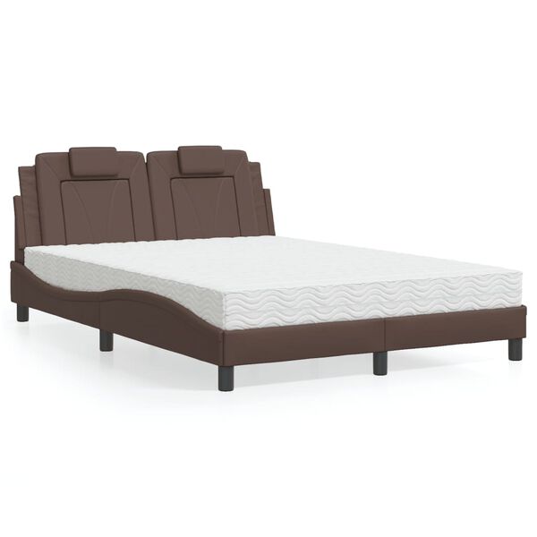 vidaXL Bett "Viana" mit Matratze Braun 140x190 cm Kunstleder
