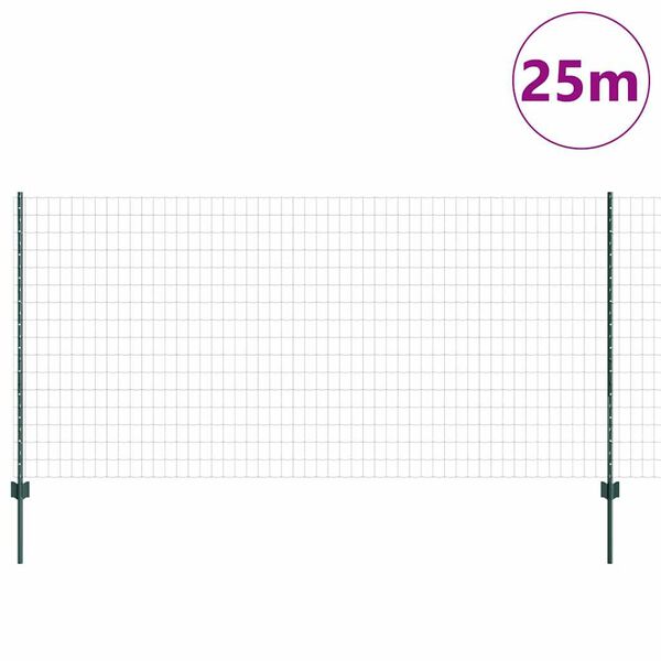 vidaXL Zaun und Pfosten Grün 1,2 x 25 m Stahl
