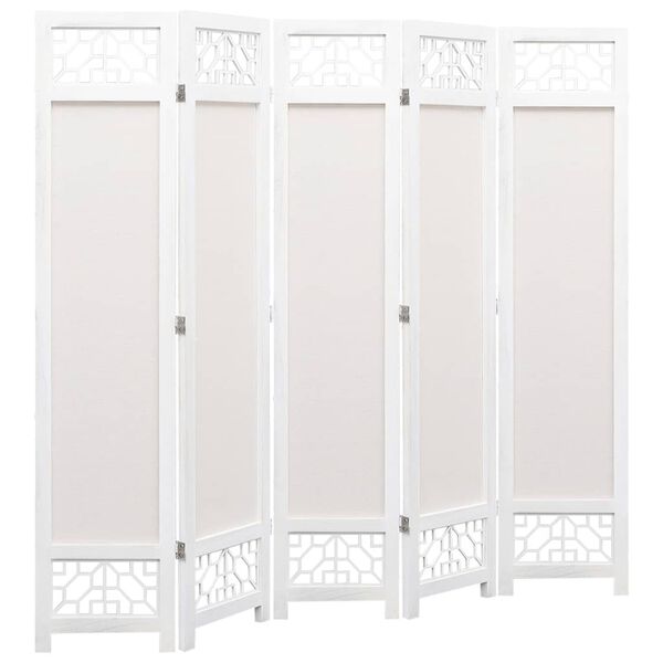 vidaXL 5-teiliger Raumteiler Creme 175 x 165 cm Stoff
