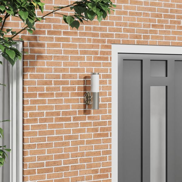 vidaXL Außenwandleuchte Silber 15 x 7,5 x 33 cm Edelstahl und Plastik