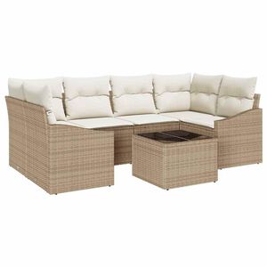 vidaXL Sofa Set mit Kissen 7 pcs Beige und Creme Poly-Rattan