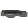 vidaXL 6-tlg. Garten-Lounge-Set mit Auflagen Poly Rattan Grau
