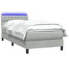 vidaXL Boxspringbett mit Matratze & LED Hellgrau 90x220 cm Samt