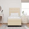 vidaXL Boxspringbett mit Matratze mit LED Creme 90 x 200 cm Stoff
