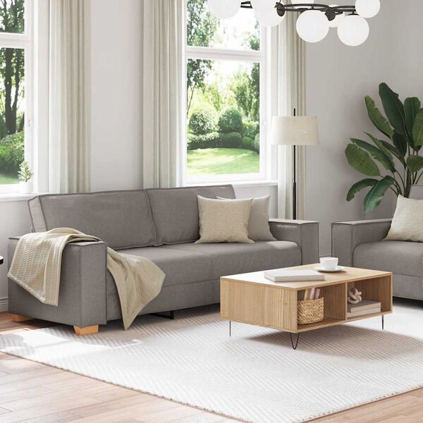 vidaXL 2-tlg. Sofagarnitur mit Kissen Taupe Stoff