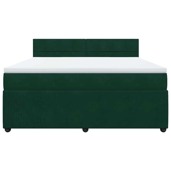 vidaXL Boxspringbett mit Matratze Dunkelgr&uuml;n 180x200 cm Samt