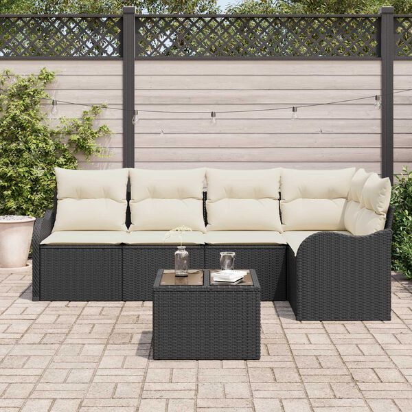 vidaXL Gartensofa-set mit Speicher 6 pcs Braun Poly-Rattan