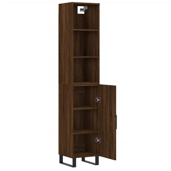 vidaXL Highboard Braun Eichen-Optik 34,5x34x180 cm Holzwerkstoff
