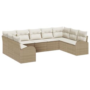 vidaXL Gartensofa-set mit Kissen 9 pcs Beige und Wei&szlig; Poly-Rattan