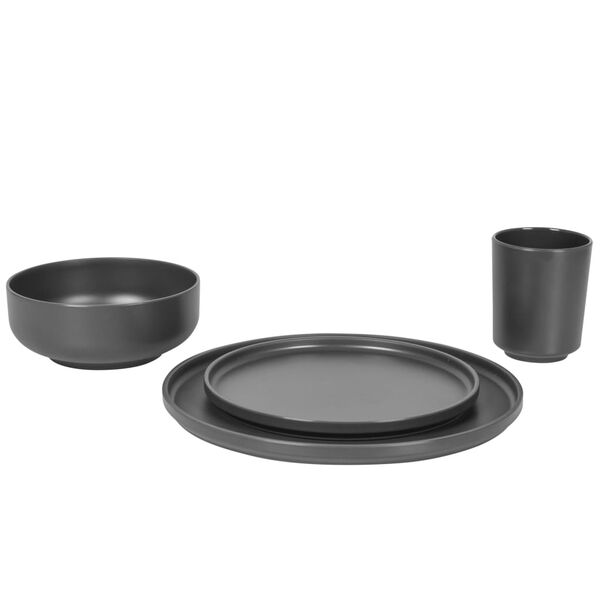 Bo-Camp 16-tlg. Geschirrset Patom Melamin Anthrazit