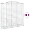 vidaXL Gabionen mit Hochbogen 3 Stk. 200x50x200/220cm Verzinktes Eisen