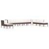 vidaXL 10-tlg. Garten-Lounge-Set mit Auflagen Poly Rattan Braun
