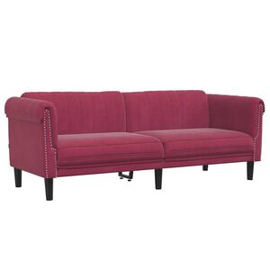 vidaXL Sofa 3-Sitzer Weinrot Samt