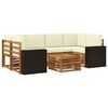 vidaXL Outdoor-Sofagarnitur 7 stk. Natur und Creme Massivholz Akazie