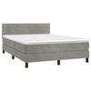 vidaXL Boxspringbett mit Matratze & LED Hellgrau 140x200 cm Samt